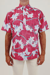 men's vintage printed button up front