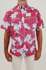men's vintage printed button up front