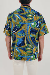 vintage men's Hawaiian print button up back