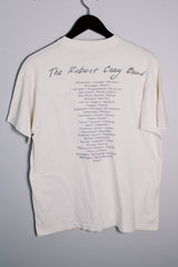 Women's or men's vintage 1988 Fruit of the Loom, Made in USA label short sleeve white 1988 The Robert Cray Band tour tee with graphic on front and back in cotton material.