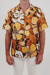 Vintage Men's Hawaiian print button up front
