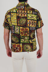 men's vintage Hawaiian print shirt back