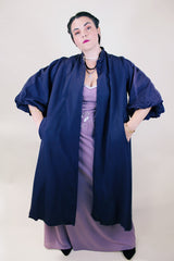 Women's vintage 1960's Ivan-Frederics Original, Made in California short sleeve long length purple eggplant colored duster jacket.