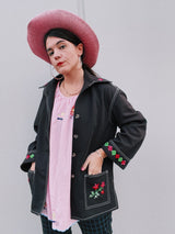 Long Sleeve Embroidered Button Up Blouse