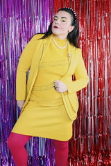 Women's 1960's St. Andrews Imports LTD., Made in Hong Kong label three piece matching set in bright yellow wool material.