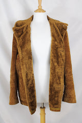 Men's or women's vintage 1970's Towncraft Penneys label long sleeve brown colored corduroy jacket with faux fur trim and liner.