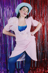 Women's vintage 1980's Justin David, New York, Made in USA label two piece matching pink set.