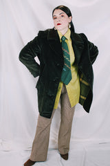 Men's or women's vintage 1970's The Country Coat, Sears The Men's Store label long sleeve dark brown colored jacker in corduroy material with double lapel and leather buttons.