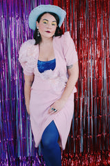 Women's vintage 1980's Justin David, New York, Made in USA label two piece matching pink set.