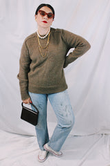 Men's or women's vintage 1980's Gary Reed's Adam Sloane label long sleeve pullover crewneck sweater in a brown color and acrylic and mohair material.