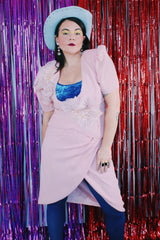 Women's vintage 1980's Justin David, New York, Made in USA label two piece matching pink set.