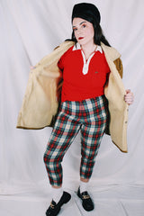 Men's or women's vintage 1960's Jo-O-Kay, Fashions in Leather by Corral Sportswear CO. label long sleeve tan brown suede jacket with cream shearling liner.