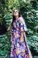 Printed Maxi Dress with Short Bell Sleeve Sleeves