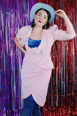 Women's vintage 1980's Justin David, New York, Made in USA label two piece matching pink set.