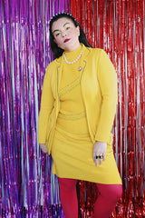 Women's 1960's St. Andrews Imports LTD., Made in Hong Kong label three piece matching set in bright yellow wool material.