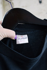 Men's or women's vintage 1990's Murina, Made in USA label short sleeve black Metallica band tee with multicolored graphic on front and back.