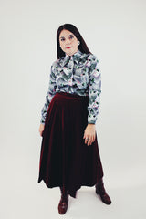 vintage maroon velvet skirt and jacket set front just skirt