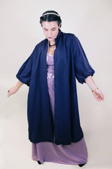 Women's vintage 1960's Ivan-Frederics Original, Made in California short sleeve long length purple eggplant colored duster jacket.