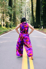 Hawaiian Printed Mock Neck Jumpsuit