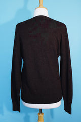 Men's or women's vintage 1950's Interlock Orlon label long sleeve lightweight pullover sweater with a V shaped neckline in a soft Acrylic material.