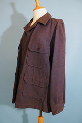 Men's vintage 1950's Shirt, Flying, Heavy, Type A-1A (Air Force) label long sleeve button up shacket in a chambray blue wool material.