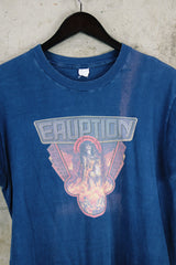 Men's or women's vintage 1970's Made in USA label navy blue graphic band t-shirt of the group Eruption.