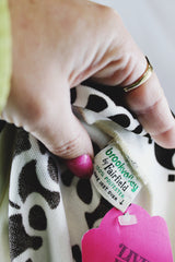 Women's vintage 1970's Brookvalley by Fairfield label long sleeve button up blouse in white with an all over abstract brown colored print.