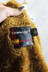 Men's or women's vintage 1970's Towncraft Penneys label long sleeve brown colored corduroy jacket with faux fur trim and liner.