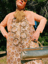 long log shaped gold metallic evening purse vintage 1960's