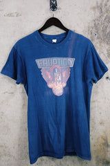 Men's or women's vintage 1970's Made in USA label navy blue graphic band t-shirt of the group Eruption.