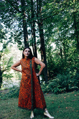 Sleeveless Printed High Neck Maxi Dress