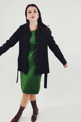 Women's Vintage Brown Tie Waist Jacket front open