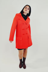 Vintage red knit pea coat front