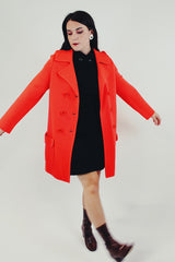 Vintage red knit pea coat side