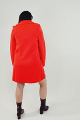 Vintage red knit pea coat back