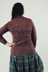 vintage brown heathered long sleeve button up tee shirt with collar back