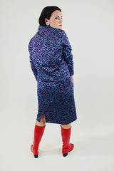 Vintage blue and red chevron printed jacket and skirt set back