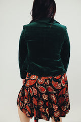 Cropped Vintage forest green velvet jacket back