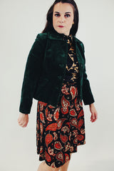 Cropped Vintage forest green velvet jacket side