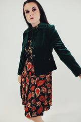 Cropped Vintage forest green velvet jacket side