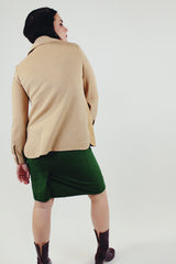 tan colored vintage suede front lightweight jacket with gold snapper buttons back