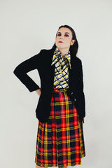 Vintage black velvet two button closure blazer front open