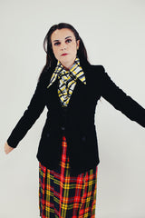 Vintage black velvet two button closure blazer front closed