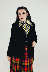 Vintage black velvet two button closure blazer front closed