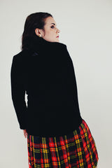 Vintage black velvet two button closure blazer back