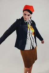 vintage black leather zip up women's leather jacket side