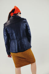 vintage black leather zip up women's leather jacket back