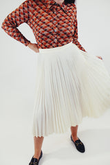 Vintage pleated cream midi skirt front