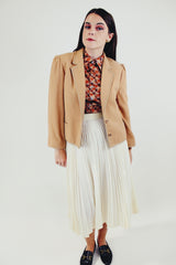 vintage wool camel cropped blazer front