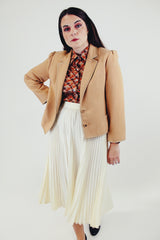 vintage wool camel cropped blazer front